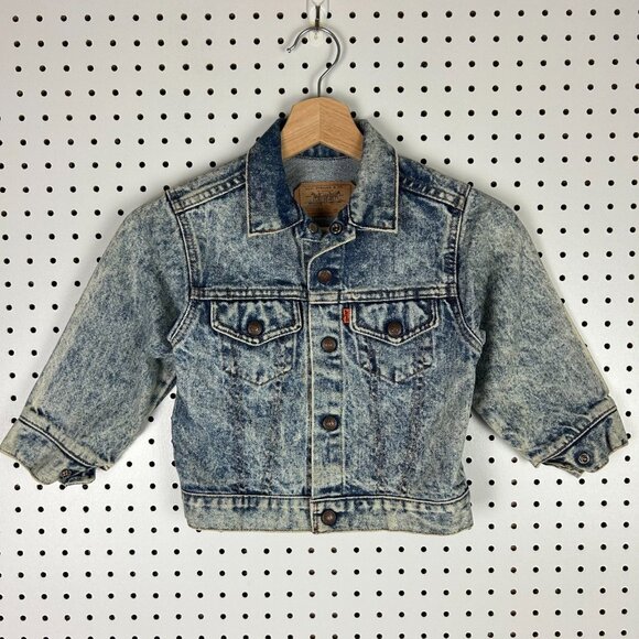 Levi's Denim Trucker Jean Jacket Youth Size 6 72225-0209 USA Little Orange Tab - Picture 1 of 8
